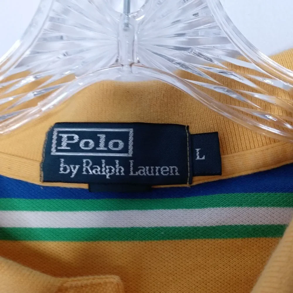 Polo Ralph Lauren yellow striped polo shirt size large
